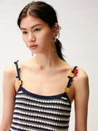 Hand-crocheted 3D floral and insect print knit cami
