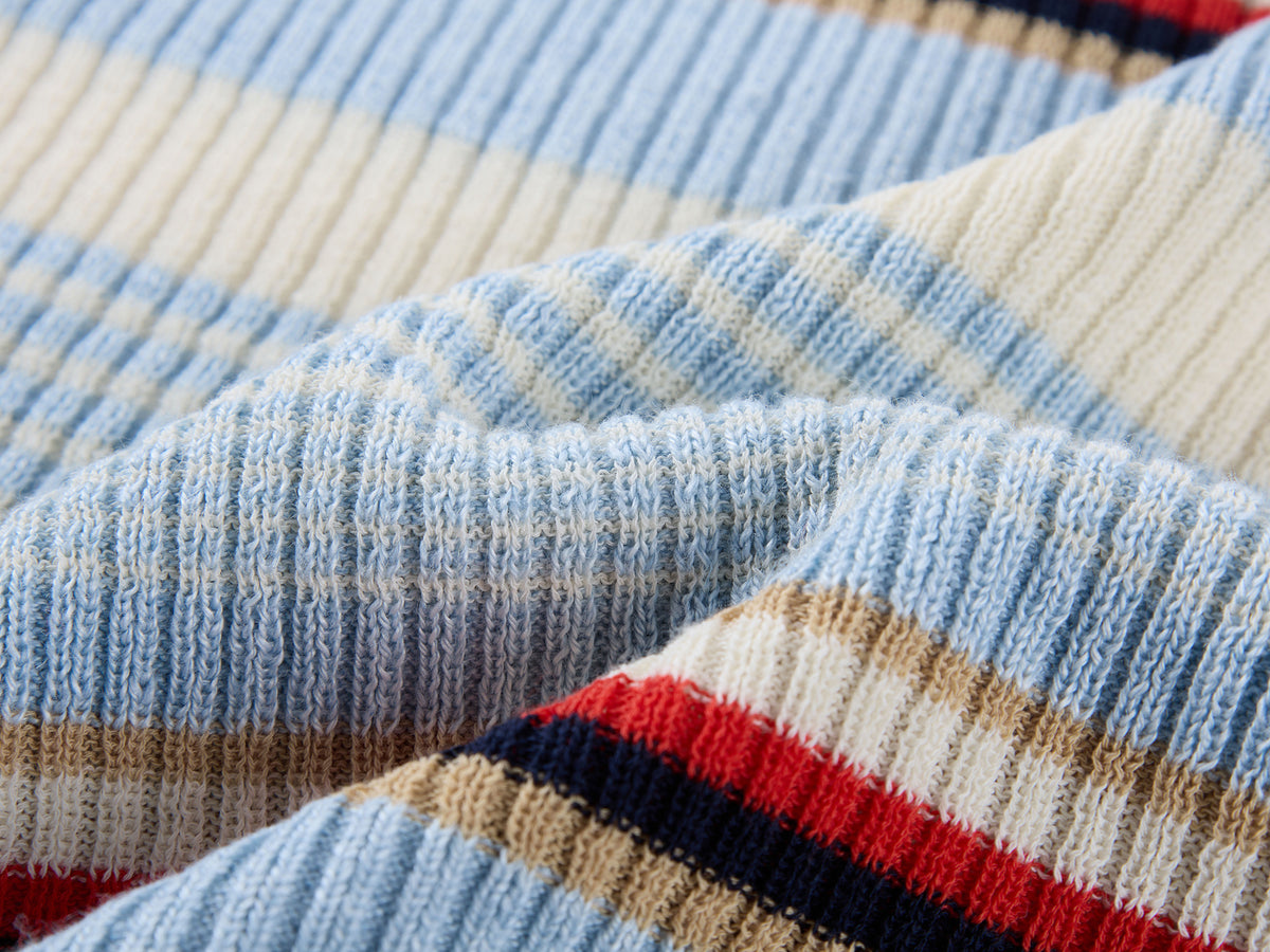 Polo-collar striped knit vest