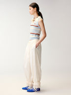 Polo-collar striped knit vest