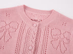 Bowknot hollow knit cardigan