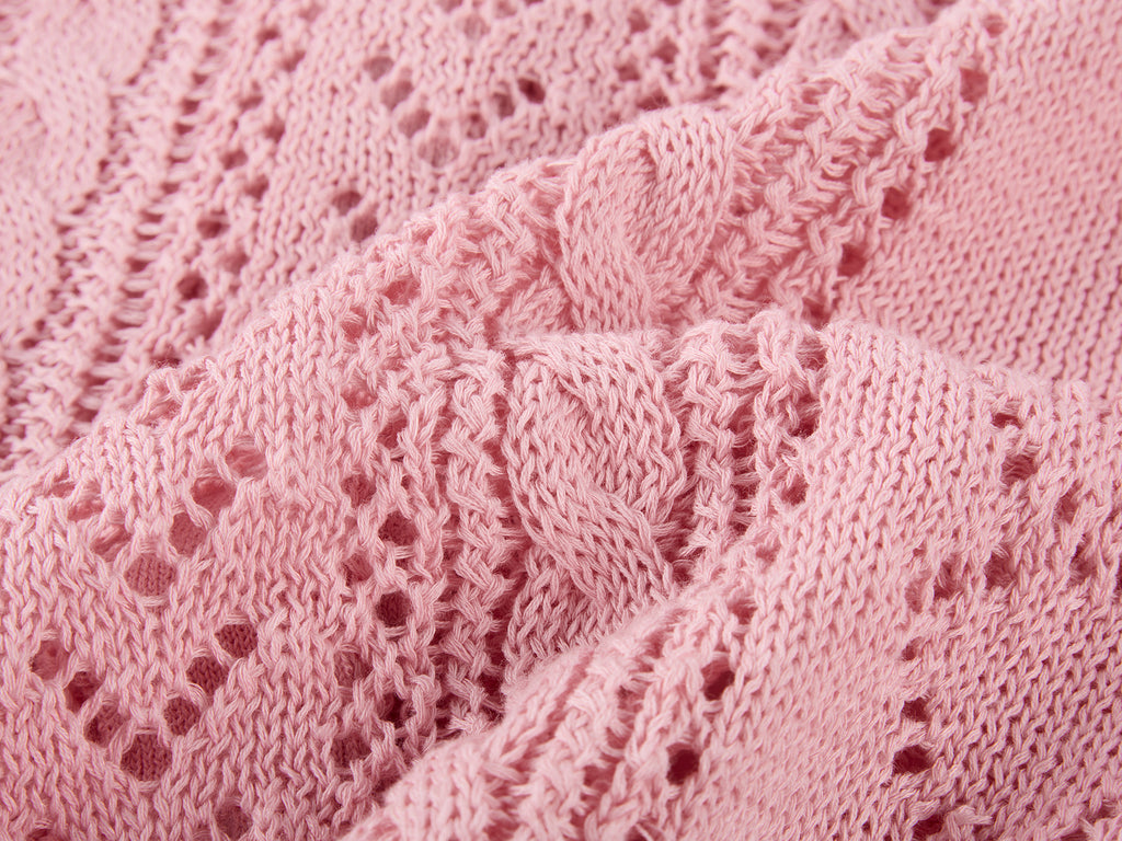 Bowknot hollow knit cardigan