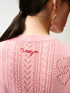 Bowknot hollow knit cardigan