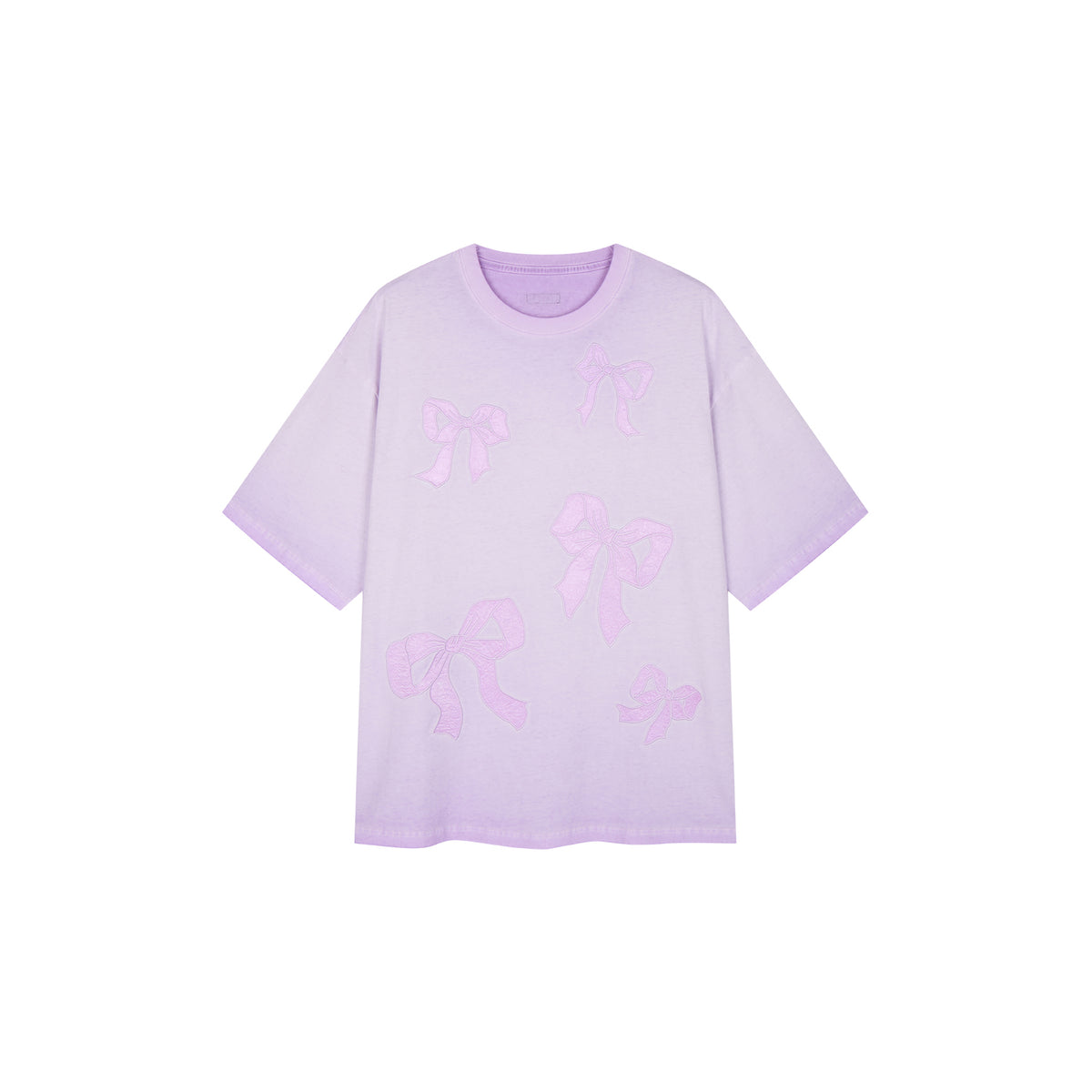 Bow appliqué embroidered T-shirt