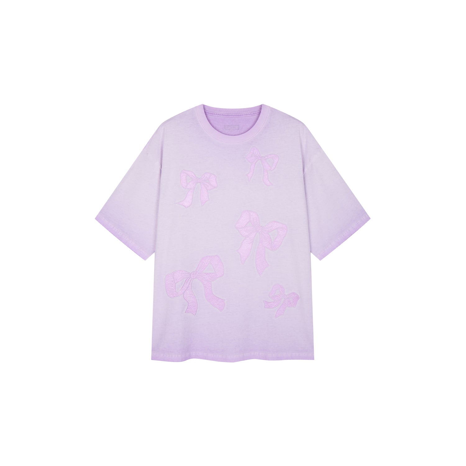Bow appliqué embroidered T-shirt