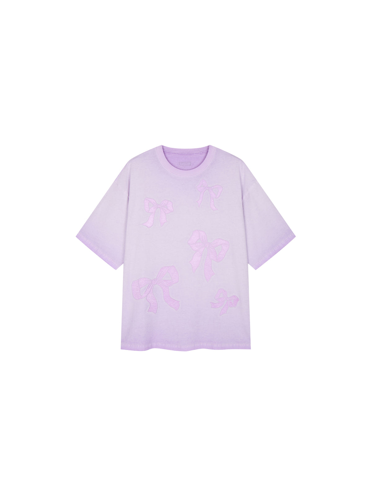Bow appliqué embroidered T-shirt