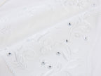 Henley collar bow rhinestone off-shoulder T-shirt
