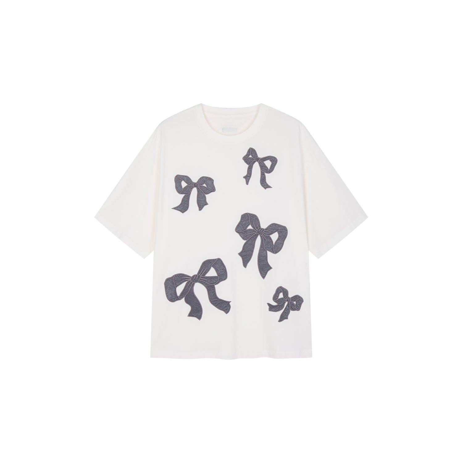Bow appliqué embroidered T-shirt