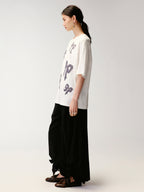 Bow appliqué embroidered T-shirt