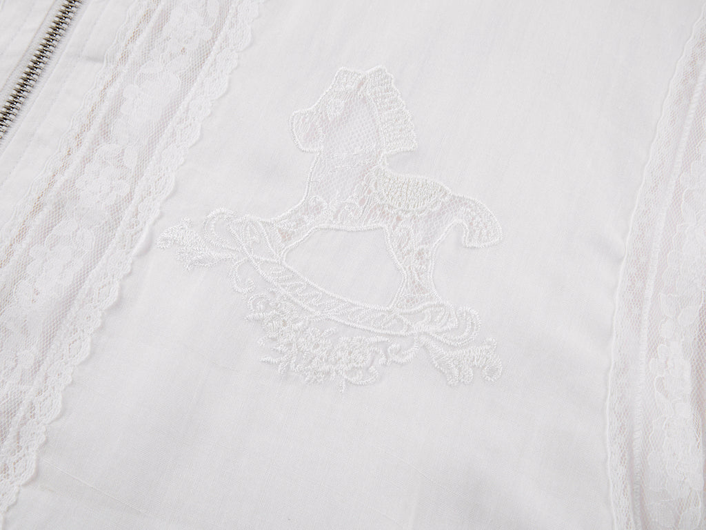 Lace openwork embroidered baseball jacket