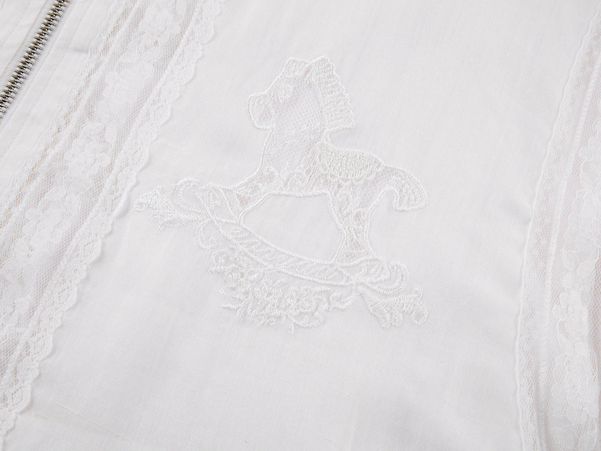 Lace openwork embroidered baseball jacket
