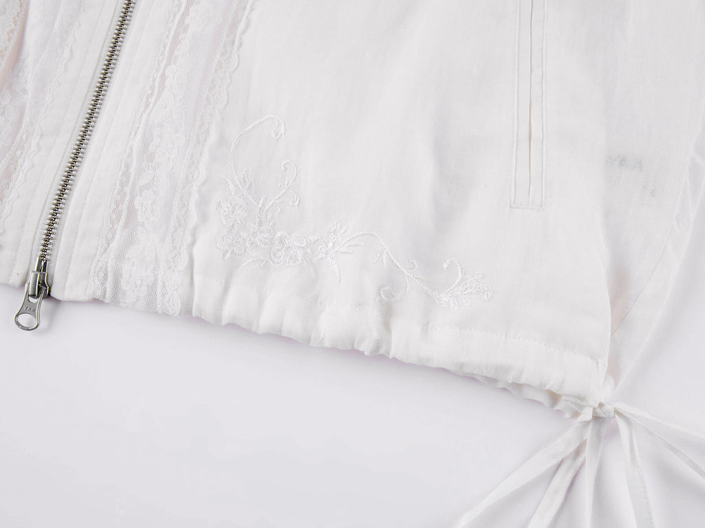 Lace openwork embroidered baseball jacket