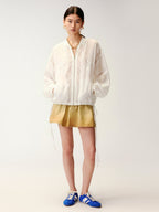 Lace openwork embroidered baseball jacket