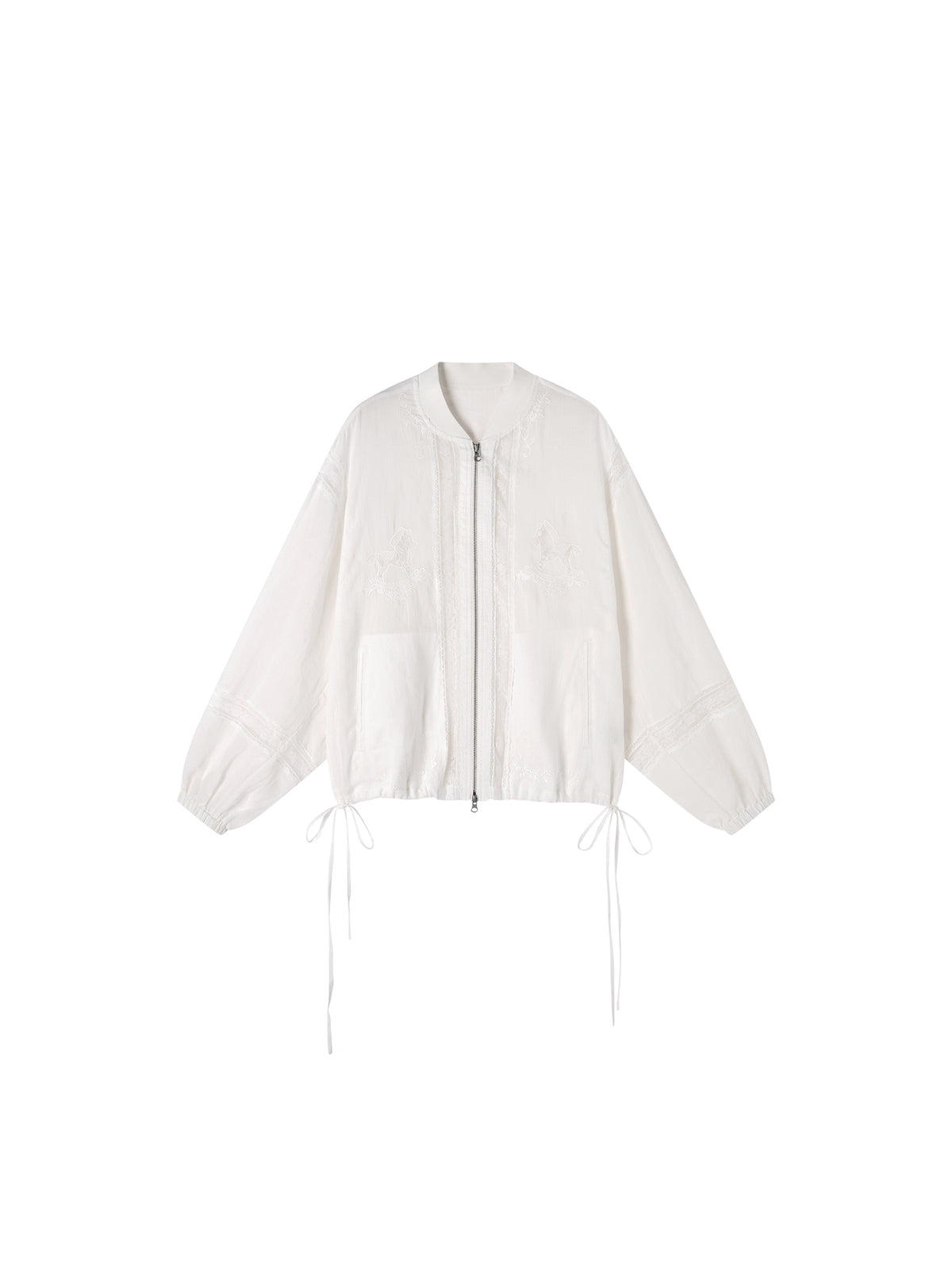 Lace openwork embroidered baseball jacket