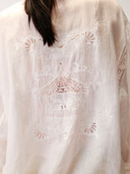 Lace openwork embroidered baseball jacket
