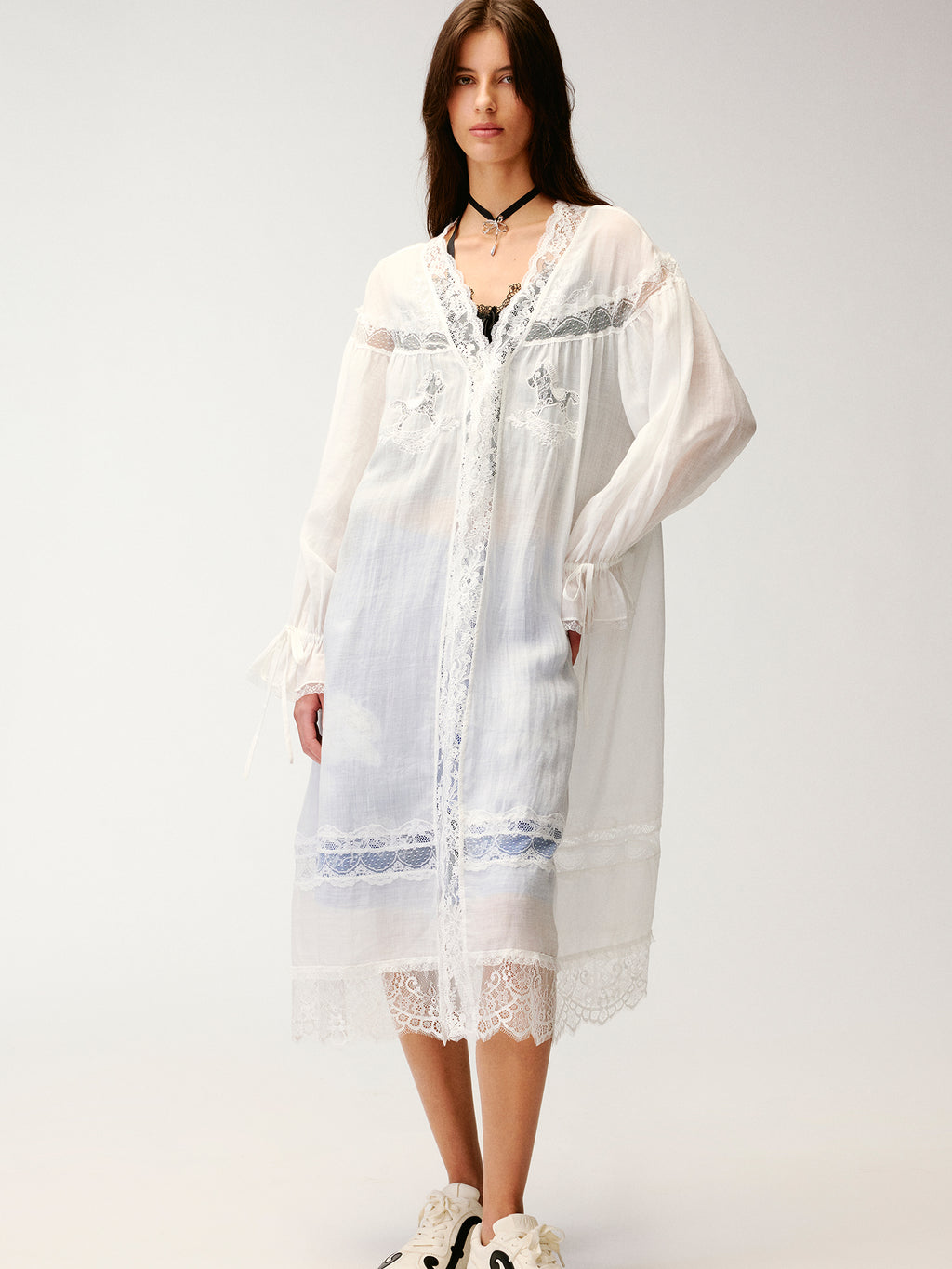 Lace embroidered tea dress