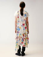 Floral and insect print suspender dress
