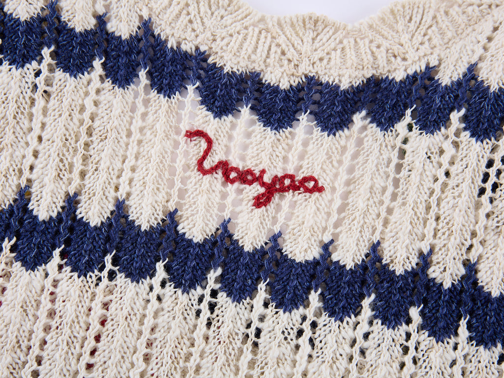 Hand-crocheted bow knit vest dress