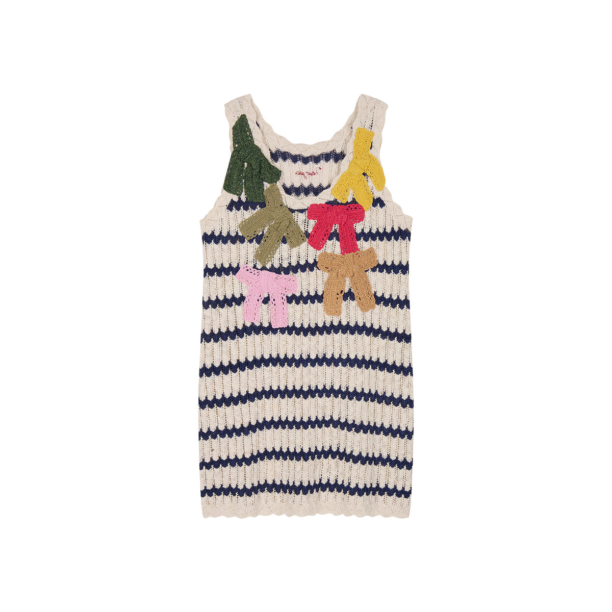 Hand-crocheted bow knit vest dress