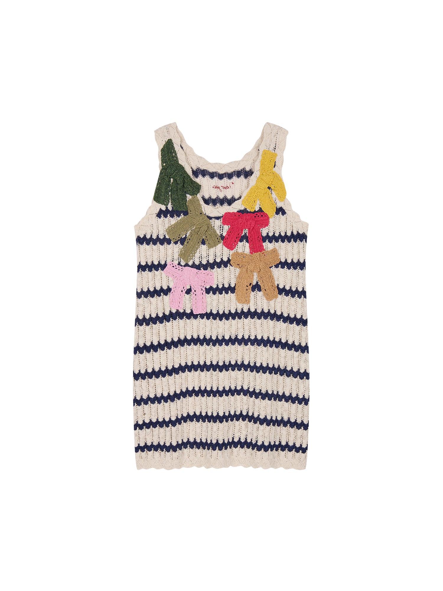 Hand-crocheted bow knit vest dress