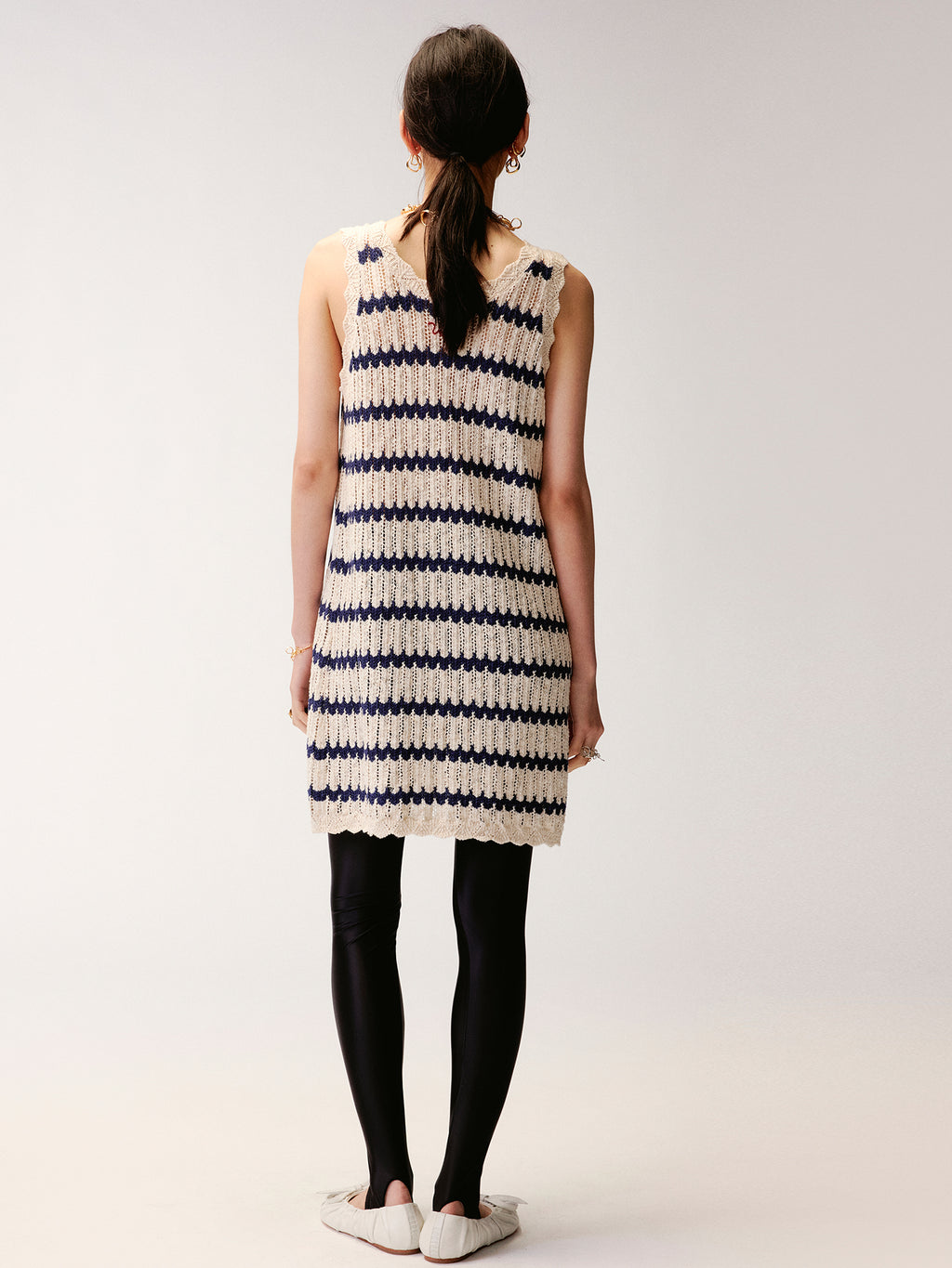 Hand-crocheted bow knit vest dress