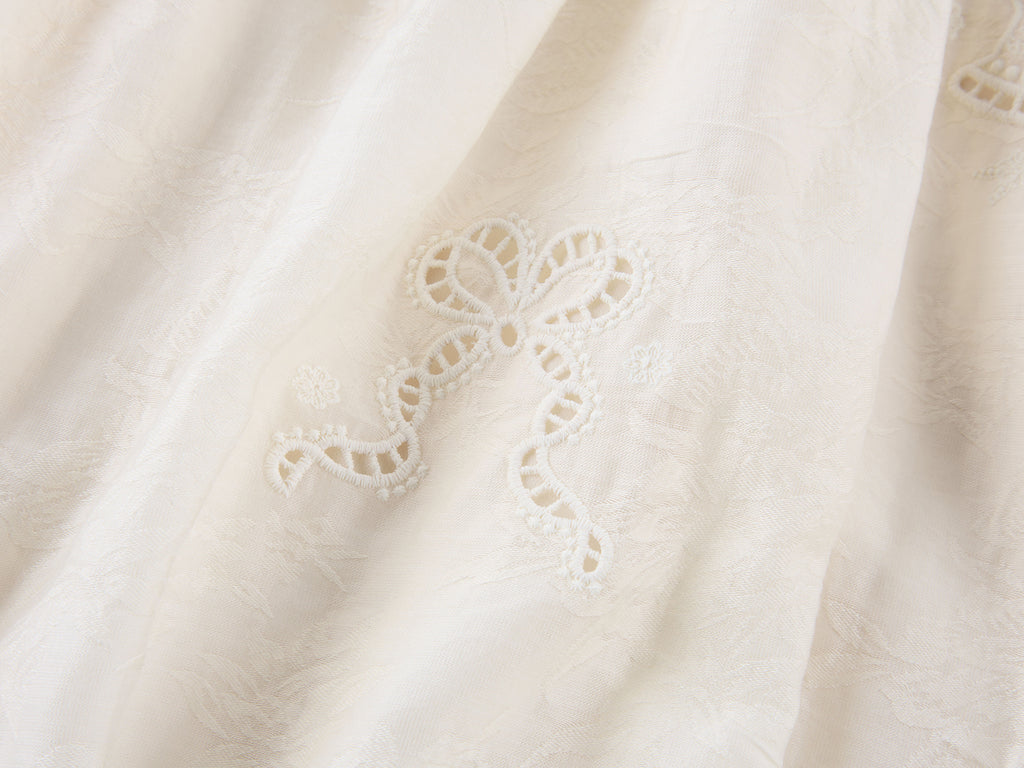 Openwork embroidered wool-blend skirt