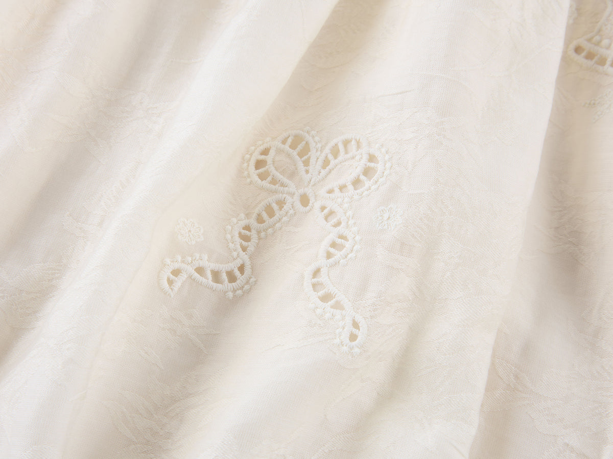 Openwork embroidered wool-blend skirt