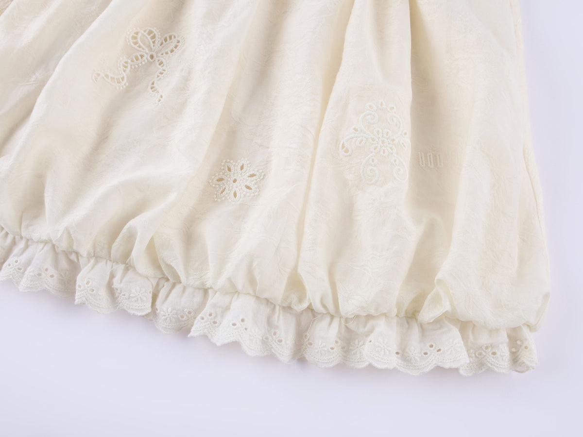 Openwork embroidered wool-blend skirt