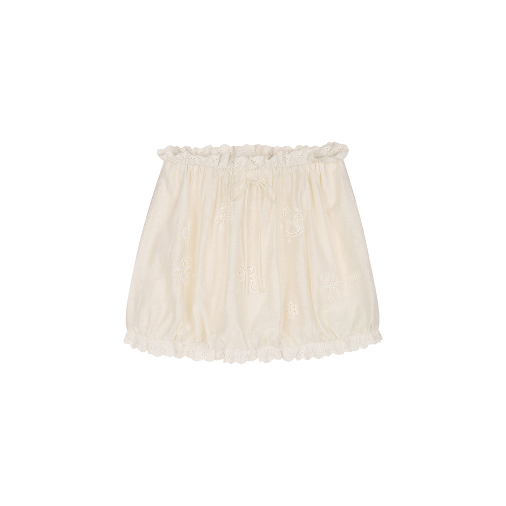 Openwork embroidered wool-blend skirt