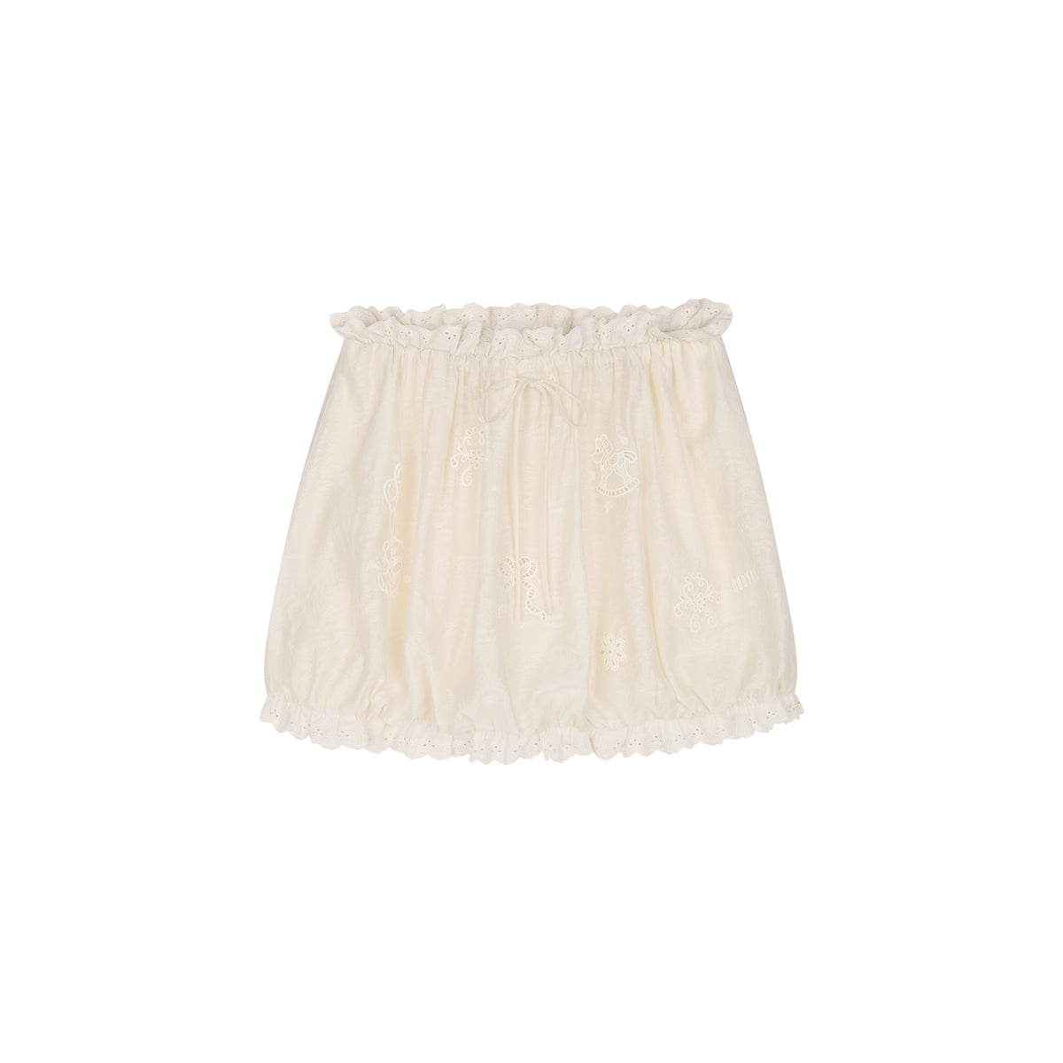 Openwork embroidered wool-blend skirt