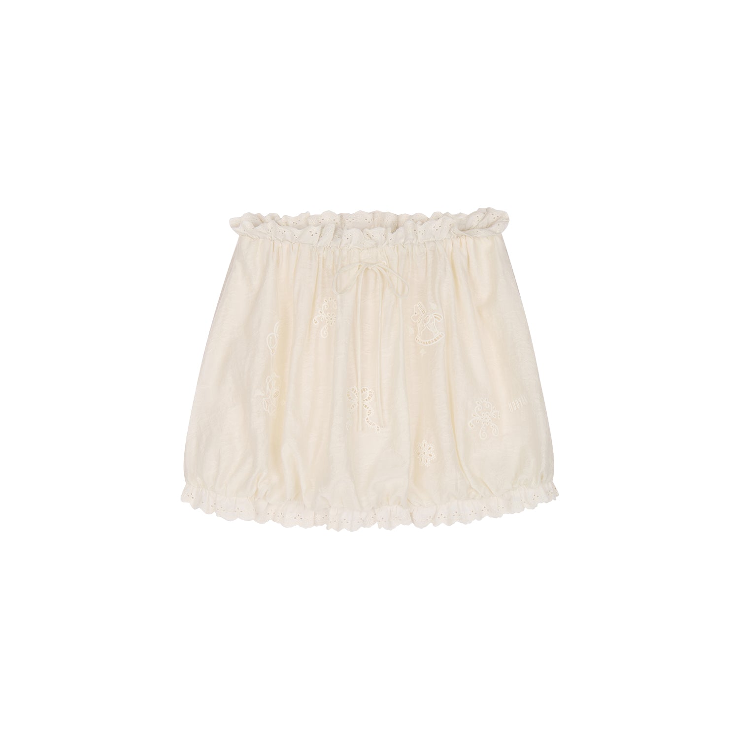 Openwork embroidered wool-blend skirt