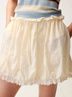 Openwork embroidered wool-blend skirt