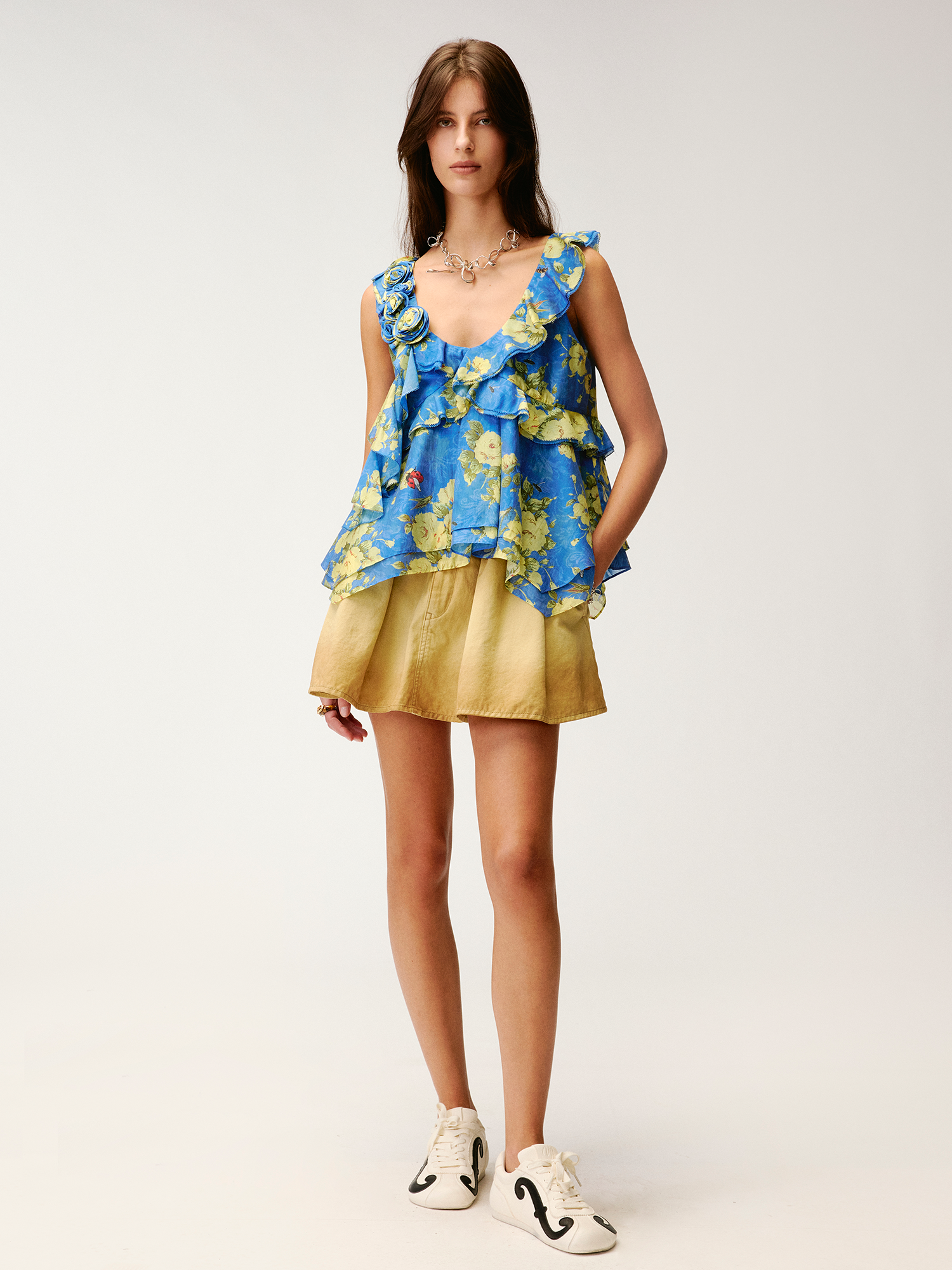 3d floral appliqué cami
