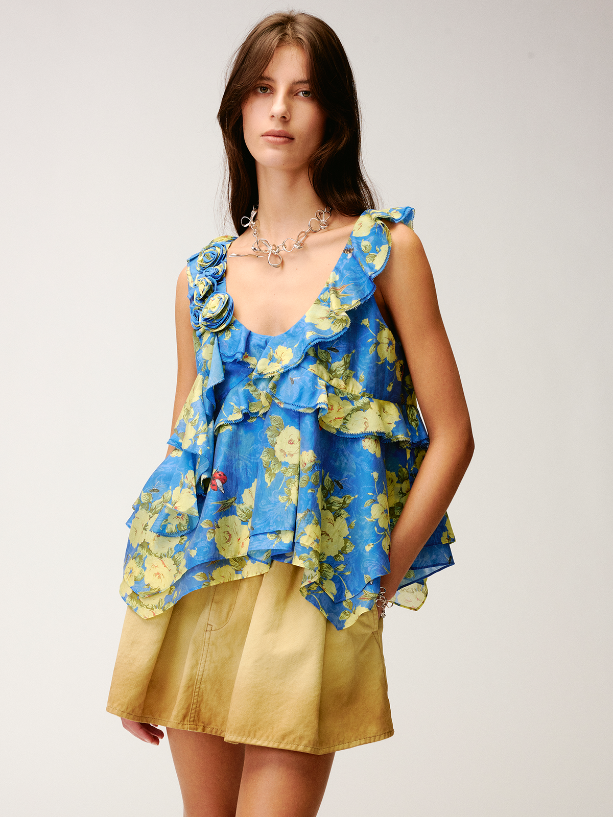 3d floral appliqué cami