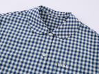 Rocking horse motif lace trims spliced plaid shirt