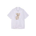 Lace appliqué pleated shirt