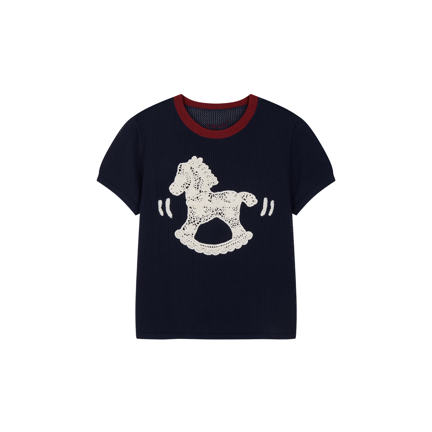 Handcrafted dynamic rocking horse knit T-shirt