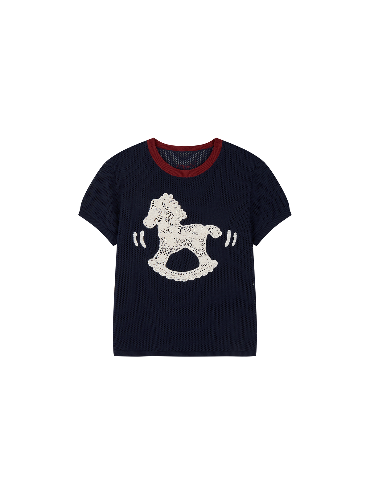 Handcrafted dynamic rocking horse knit T-shirt
