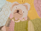 Handcrafted retro color-block bear knit T-shirt