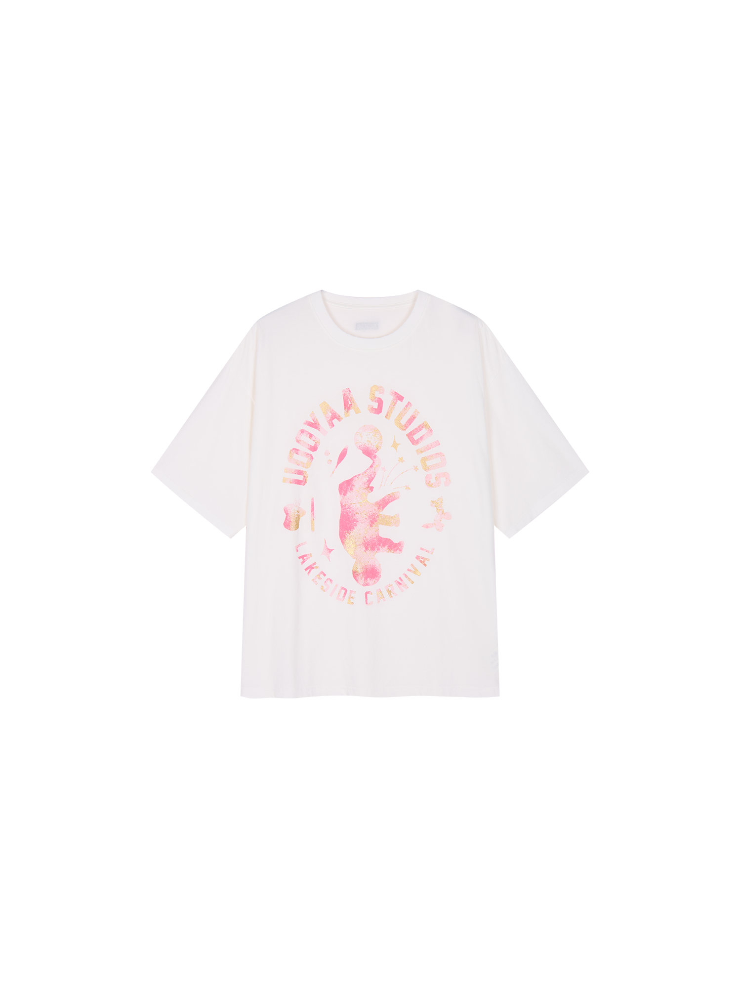 Carnival flock print and foil-stamped T-shirt