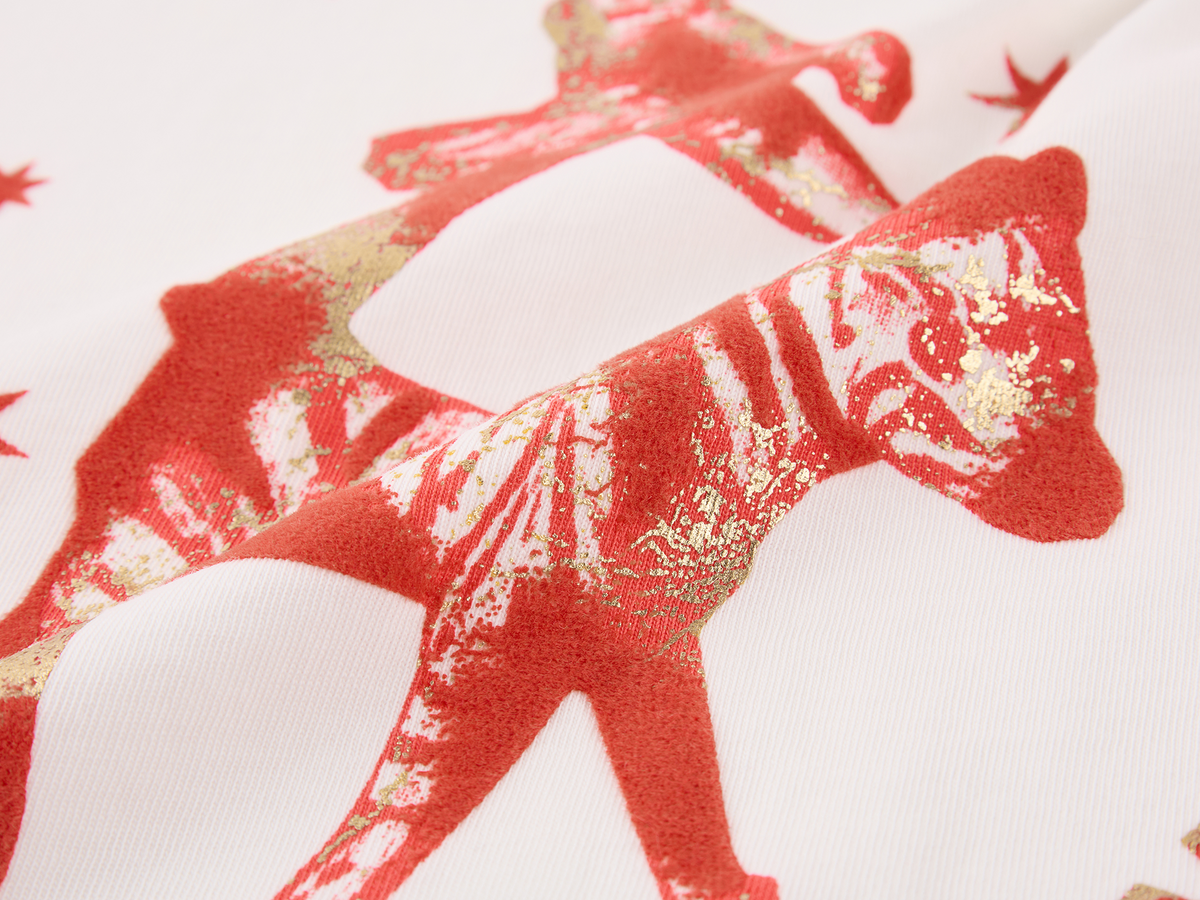 Carnival flock print and foil-stamped ringer T-shirt