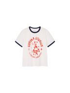 Carnival flock print and foil-stamped ringer T-shirt