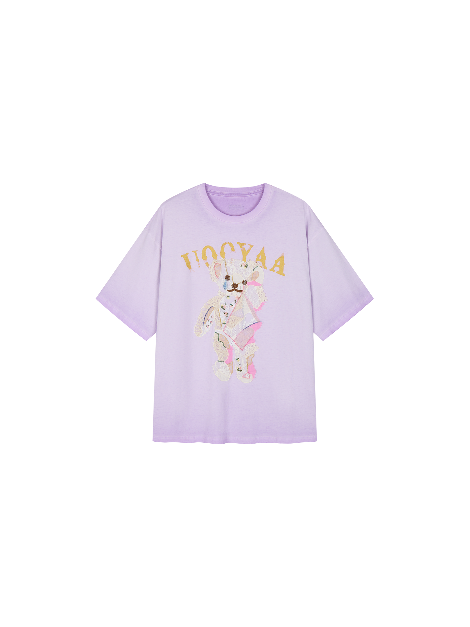Lace appliqué embroidered T-shirt