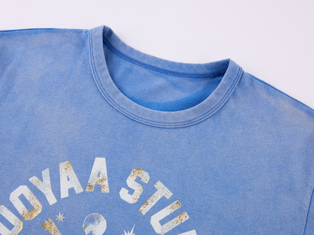 Carnival flock print and foil-stamped T-shirt