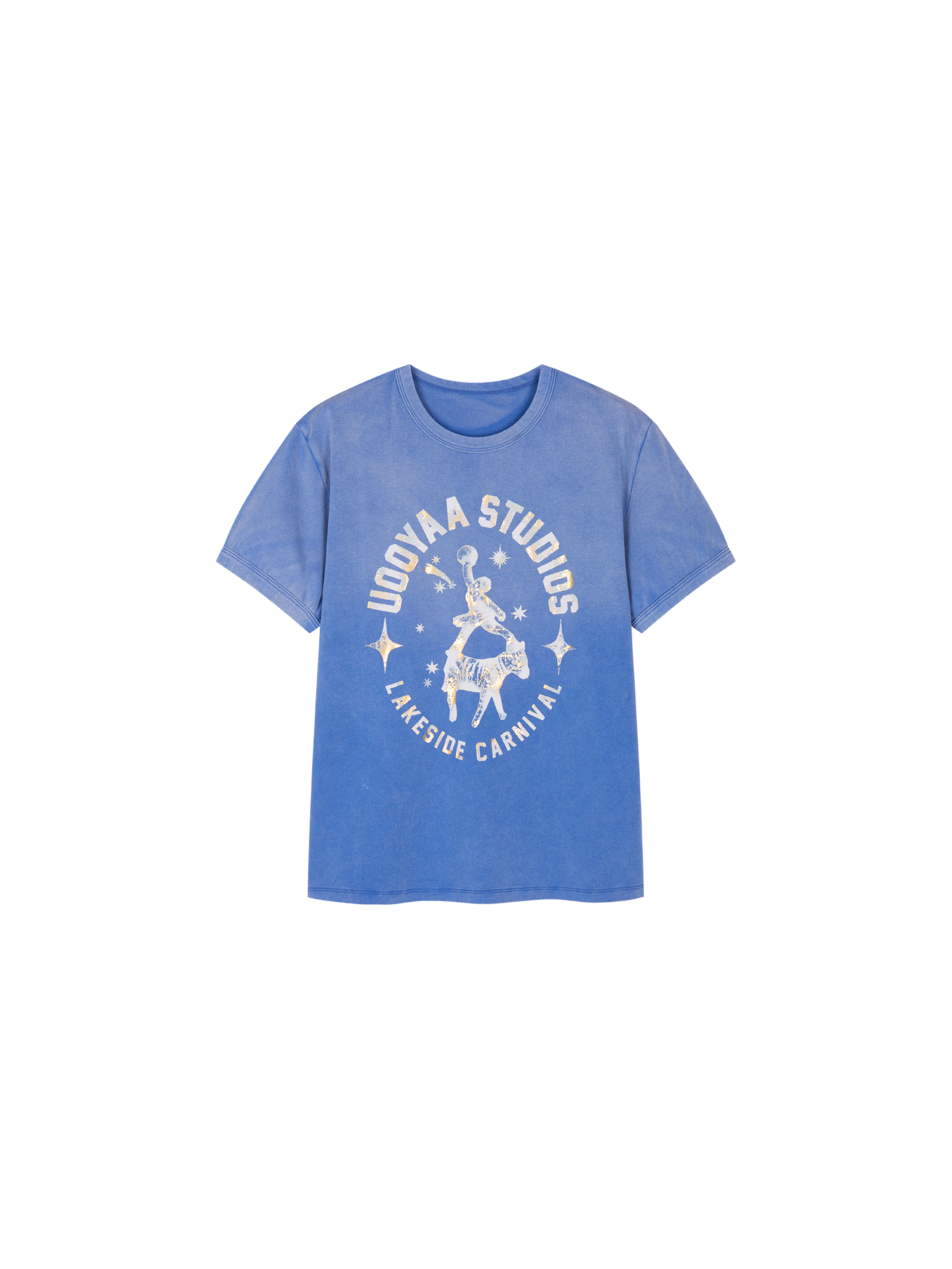 Carnival flock print and foil-stamped T-shirt