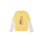 Carnival bunny appliqué faux two-piece T-shirt