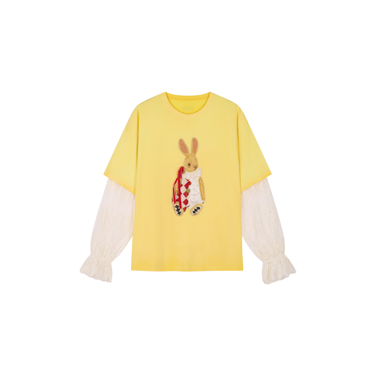 Carnival bunny appliqué faux two-piece T-shirt