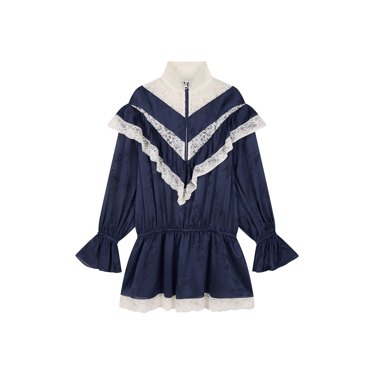 Lace spliced half-zip sporty dress