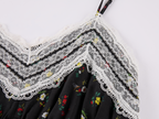 Insect and floral motif lace spliced camisole dress
