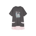 Fantasy cat print faux two-piece T-shirt dress