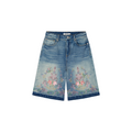 Classic beaded embroidery denim shorts